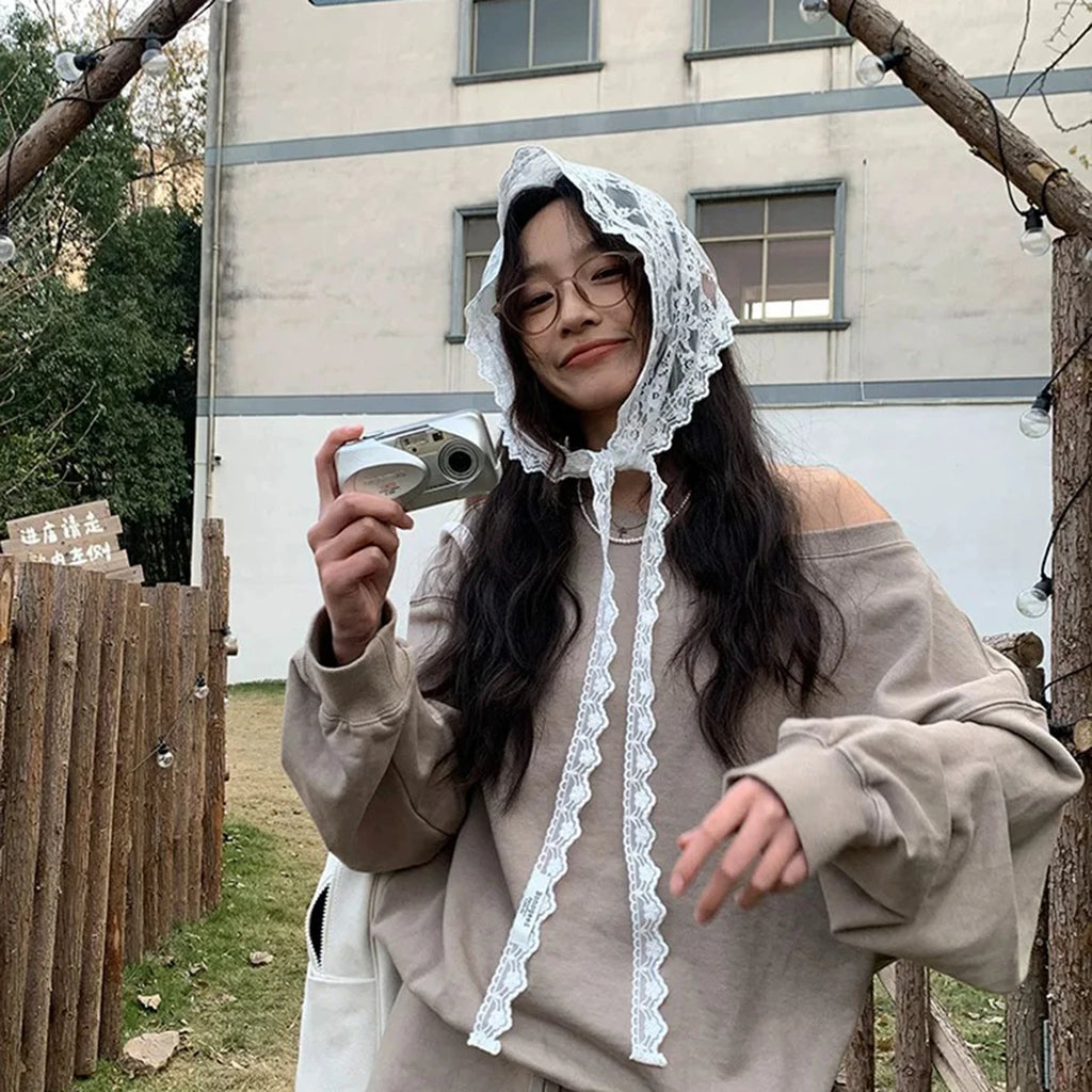 Floral Lace Triangle Hair Scarf