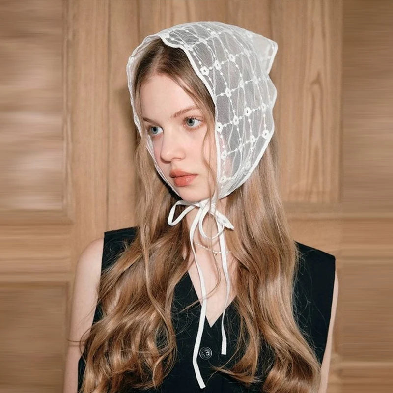 Polka Dot Lace Headscarf